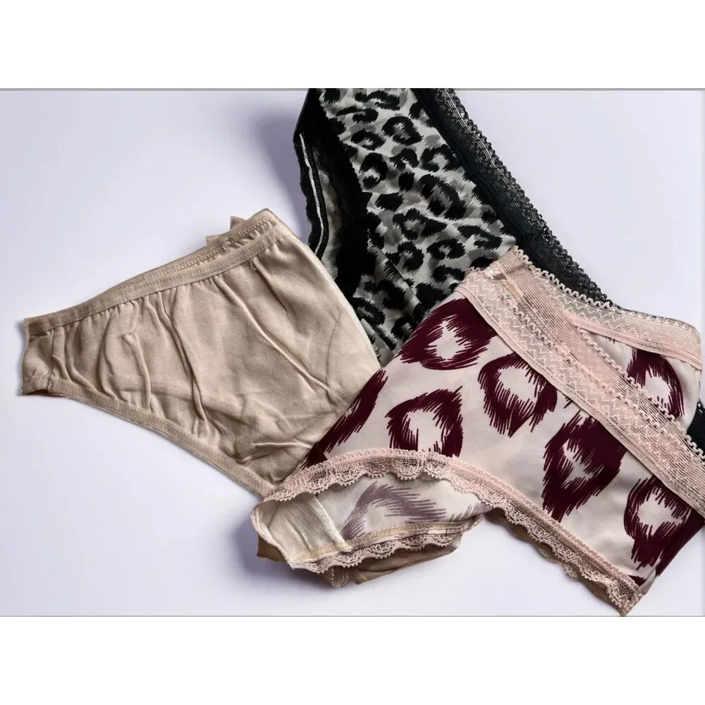 New Bikini Brief Lace Accent Animal Big Cat Small Panties Underwear NWOT